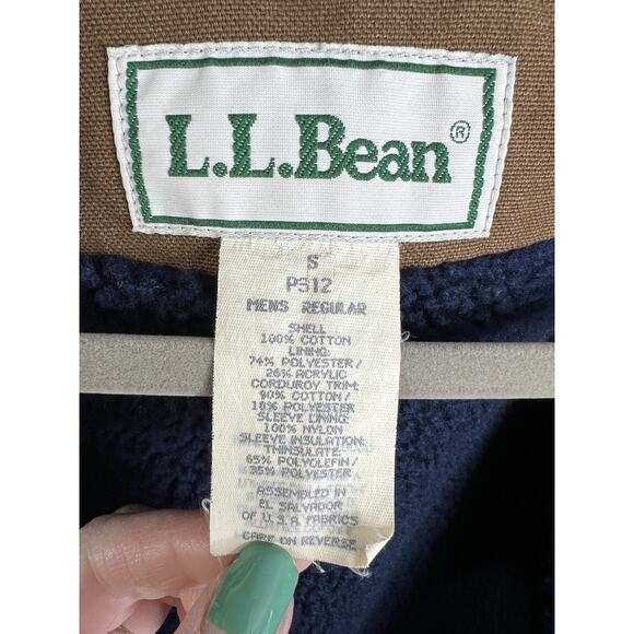 LL Bean Canvas Sherpa Lined Pockets Brown Coat Jacket Size Small Men’s Regular - Picture 11 of 14